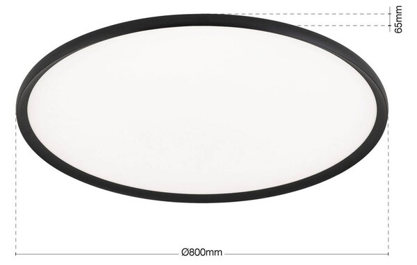 ORION LED stropní svítidlo Kant, Ø 80 cm černé, kov/plast, stmívatelný, Černá, Obývací pokoj / jídelna, Hliník, Moderní