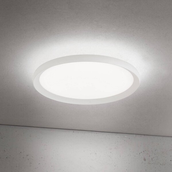 ORION LED stropní svítidlo Kant, Ø 40 cm, bílé, kov/plast, stmívatelný, Bílá / opál, Obývací pokoj / jídelna, Hliník, Moderní