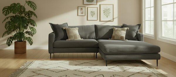 ROHOVÁ SEDAČKA, textil, barvy grafitu P & B - Sedací soupravy, Online Only
