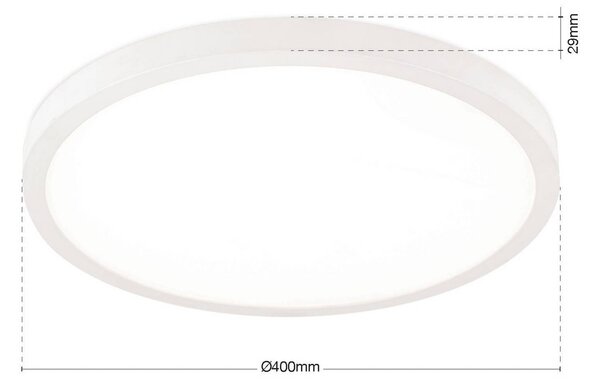 ORION LED stropní svítidlo Disc, bílé Ø 40 cm, kov/plast, stmívatelný, Bílá / opál, Obývací pokoj / jídelna, Hliník, Moderní