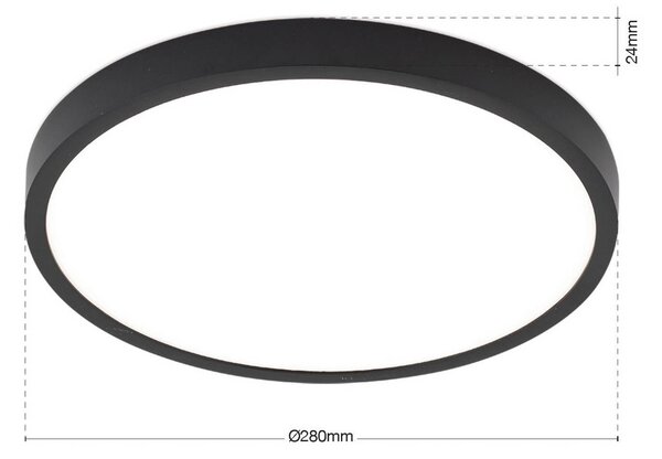 ORION LED stropní svítidlo Disc, černé Ø 28 cm, kov/plast, stmívatelný, Černá, Obývací pokoj / jídelna, Hliník, Moderní