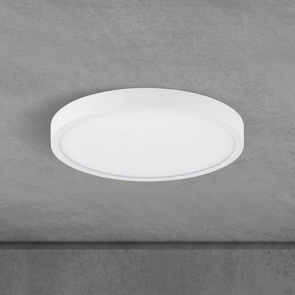 ORION LED stropní svítidlo Disc, bílé Ø 24 cm, kov/plast, stmívatelný, Bílá / opál, Obývací pokoj / jídelna, Hliník, Moderní