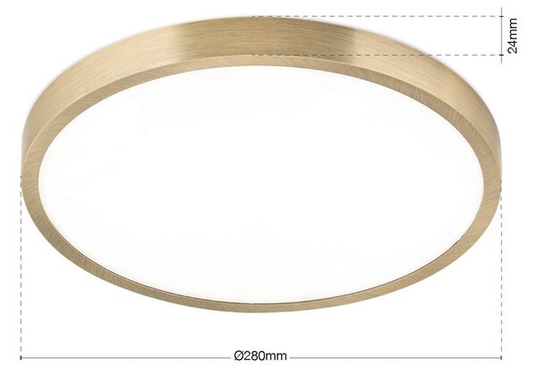ORION LED stropní svítidlo Disc, antická mosazná barva, Ø 28 cm,, stmívatelný, Bronz / starožitná mosaz, Obývací pokoj / jídelna, Hliník, Moderní