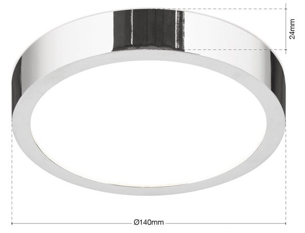 ORION LED stropní svítidlo Disc, chromová barva, Ø 14 cm, kov, stmívatelný, Chrom / stříbro, Obývací pokoj / jídelna, Hliník, Moderní