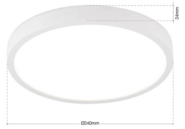 ORION LED stropní svítidlo Disc, bílé Ø 24 cm, kov/plast, stmívatelný, Bílá / opál, Obývací pokoj / jídelna, Hliník, Moderní