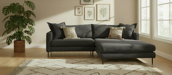 ROHOVÁ SEDAČKA, textil, černá P & B - Sedací soupravy, Online Only