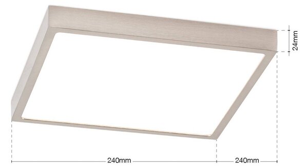 ORION LED stropní svítidlo Disc, satinovaná niklová barva, délka 24 cm,, stmívatelný, Hliník / šedá / zinek, Obývací pokoj / jídelna, Hliník, Moderní