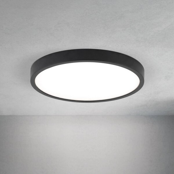 ORION LED stropní svítidlo Disc, černé Ø 24 cm, kov/plast, stmívatelný, Černá, Obývací pokoj / jídelna, Hliník, Moderní
