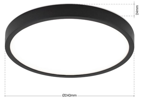 ORION LED stropní svítidlo Disc, černé Ø 24 cm, kov/plast, stmívatelný, Černá, Obývací pokoj / jídelna, Hliník, Moderní