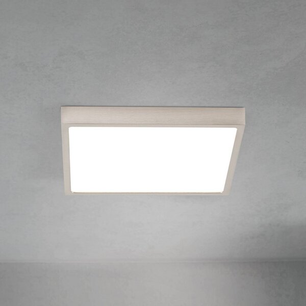 ORION LED stropní svítidlo Disc, satinovaná niklová barva, délka 24 cm,, stmívatelný, Hliník / šedá / zinek, Obývací pokoj / jídelna, Hliník, Moderní