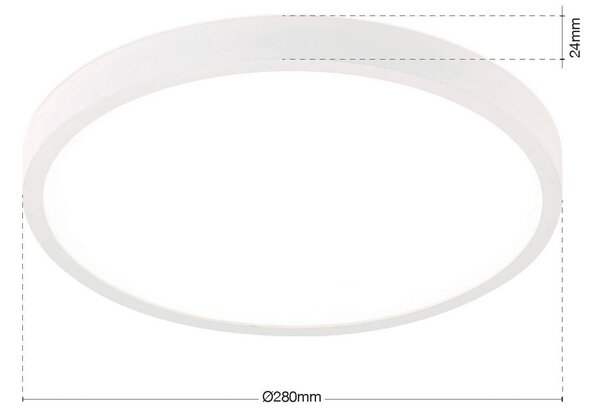 ORION LED stropní svítidlo Disc, bílé Ø 28 cm, kov/plast, stmívatelný, Bílá / opál, Obývací pokoj / jídelna, Hliník, Moderní