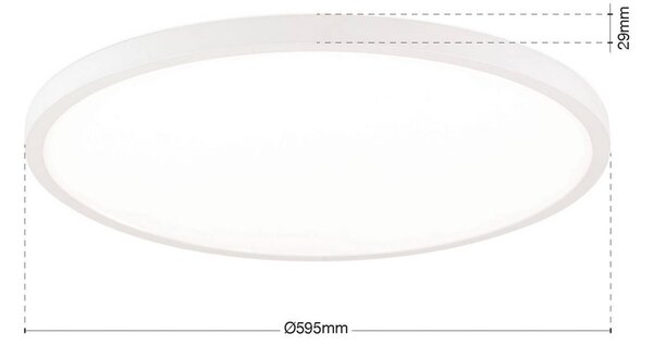 ORION LED stropní svítidlo Disc, bílé Ø 60 cm, kov/plast, stmívatelný, Bílá / opál, Obývací pokoj / jídelna, Hliník, Moderní
