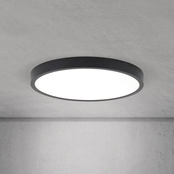 ORION LED stropní svítidlo Disc, černé Ø 28 cm, kov/plast, stmívatelný, Černá, Obývací pokoj / jídelna, Hliník, Moderní