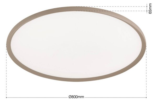 ORION LED stropní svítidlo Kant, Ø 80 cm, khaki, kov/plast, stmívatelný, Zelená, Obývací pokoj / jídelna, Hliník, Moderní
