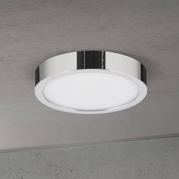 ORION LED stropní svítidlo Disc, chromová barva, Ø 14 cm, kov, stmívatelný, Chrom / stříbro, Obývací pokoj / jídelna, Hliník, Moderní