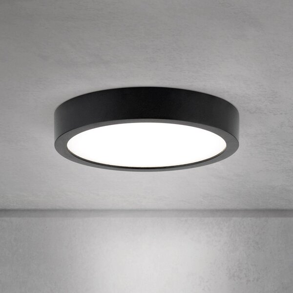 ORION LED stropní svítidlo Disc, černé Ø 14 cm, kov/plast, stmívatelný, Černá, Obývací pokoj / jídelna, Hliník, Moderní