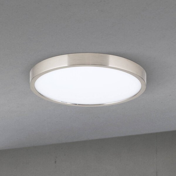 ORION LED stropní svítidlo Disc, satinovaná niklová barva, Ø 24 cm,, stmívatelný, Hliník / šedá / zinek, Obývací pokoj / jídelna, Hliník, Moderní