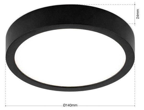 ORION LED stropní svítidlo Disc, černé Ø 14 cm, kov/plast, stmívatelný, Černá, Obývací pokoj / jídelna, Hliník, Moderní