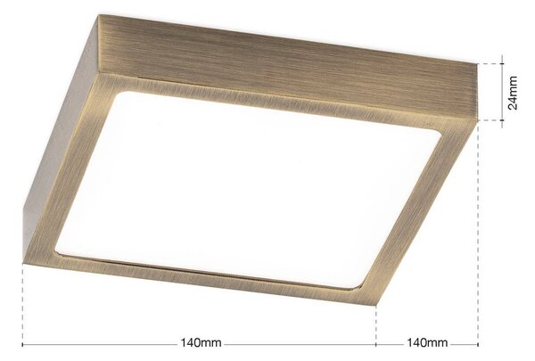 ORION LED stropní svítidlo Disc, antická mosazná barva, délka 14 cm,, stmívatelný, Bronz / starožitná mosaz, Obývací pokoj / jídelna, Hliník, Moderní