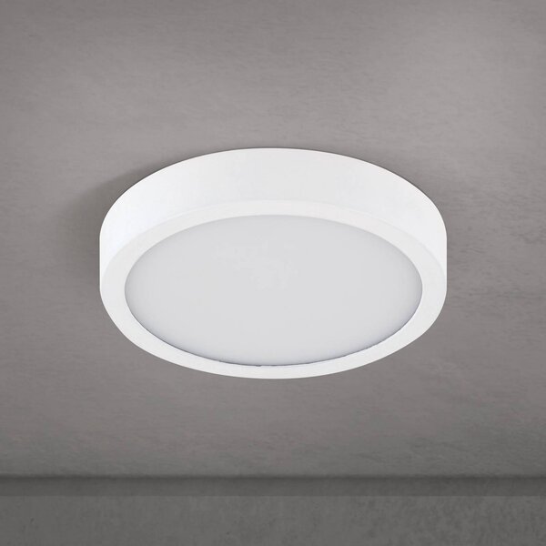 ORION LED stropní svítidlo Disc, bílé Ø 14 cm, kov/plast, stmívatelný, Bílá / opál, Obývací pokoj / jídelna, Hliník, Moderní