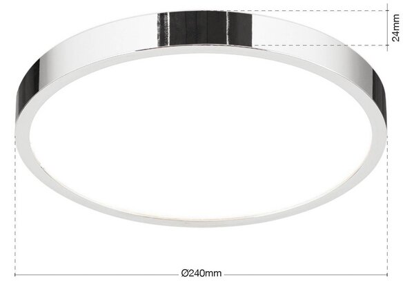 ORION LED stropní svítidlo Disc, chromová barva, Ø 24 cm, kov, stmívatelný, Chrom / stříbro, Obývací pokoj / jídelna, Hliník, Moderní