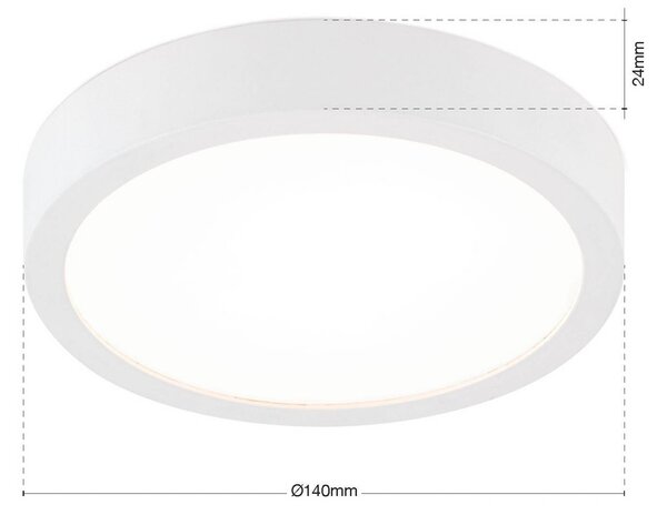 ORION LED stropní svítidlo Disc, bílé Ø 14 cm, kov/plast, stmívatelný, Bílá / opál, Obývací pokoj / jídelna, Hliník, Moderní