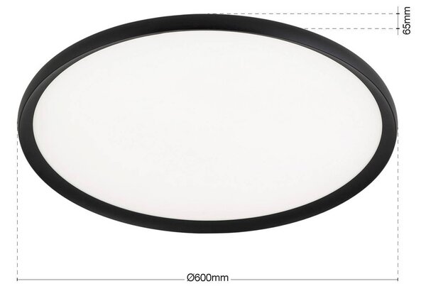 ORION LED stropní svítidlo Kant, Ø 60 cm černé, kov/plast, stmívatelný, Černá, Obývací pokoj / jídelna, Hliník, Moderní
