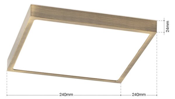 ORION LED stropní svítidlo Disc, antická mosazná barva, délka 24 cm,, stmívatelný, Bronz / starožitná mosaz, Obývací pokoj / jídelna, Hliník, Moderní