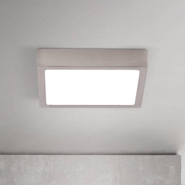ORION LED stropní svítidlo Disc, satinovaná niklová barva, délka 14 cm, stmívatelný, Hliník / šedá / zinek, Obývací pokoj / jídelna, Hliník, Moderní