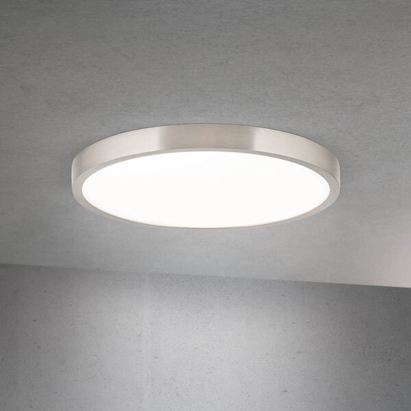ORION LED stropní svítidlo Disc, satinovaná niklová barva, Ø 28 cm,, stmívatelný, Hliník / šedá / zinek, Obývací pokoj / jídelna, Hliník, Moderní