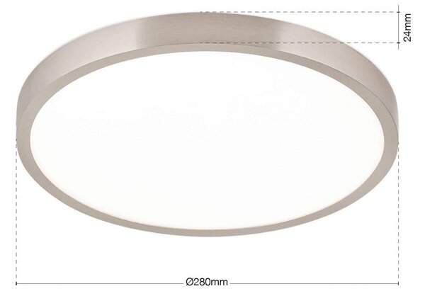 ORION LED stropní svítidlo Disc, satinovaná niklová barva, Ø 28 cm,, stmívatelný, Hliník / šedá / zinek, Obývací pokoj / jídelna, Hliník, Moderní