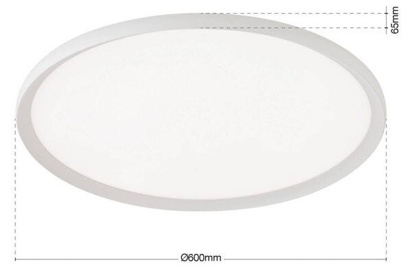 ORION LED stropní svítidlo Kant, Ø 60 cm, bílé, kov/plast, stmívatelný, Bílá / opál, Obývací pokoj / jídelna, Hliník, Moderní