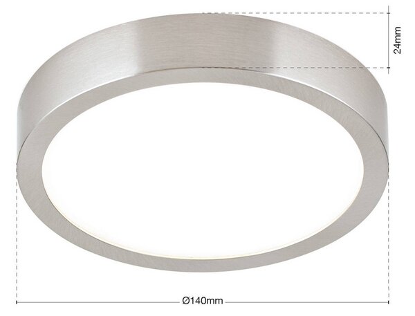 ORION LED stropní svítidlo Disc, satinovaná niklová barva, Ø 14 cm,, stmívatelný, Hliník / šedá / zinek, Obývací pokoj / jídelna, Hliník, Moderní