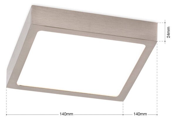 ORION LED stropní svítidlo Disc, satinovaná niklová barva, délka 14 cm, stmívatelný, Hliník / šedá / zinek, Obývací pokoj / jídelna, Hliník, Moderní