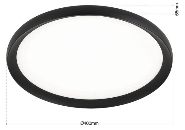 ORION LED stropní svítidlo Kant, Ø 40 cm černé, kov/plast, stmívatelný, Černá, Obývací pokoj / jídelna, Hliník, Moderní