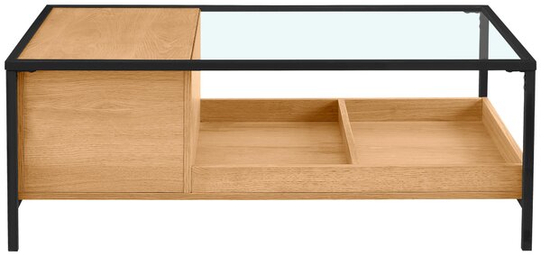 KONFERENČNÍ STOLEK, čiré, černá, barvy dubu, dřevo, kov, sklo, kompozitní dřevo, 110/60/40 cm Waldwelt - Konferenční stolky