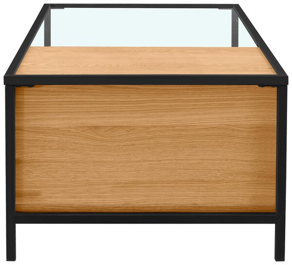 KONFERENČNÍ STOLEK, čiré, černá, barvy dubu, dřevo, kov, sklo, kompozitní dřevo, 110/60/40 cm Waldwelt - Konferenční stolky