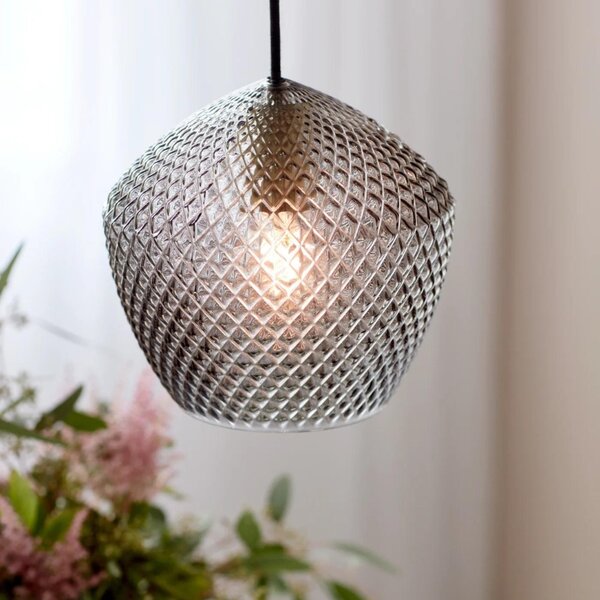 Nordlux Kouřově šedé skleněné závěsné světlo Orbiform 23 cm