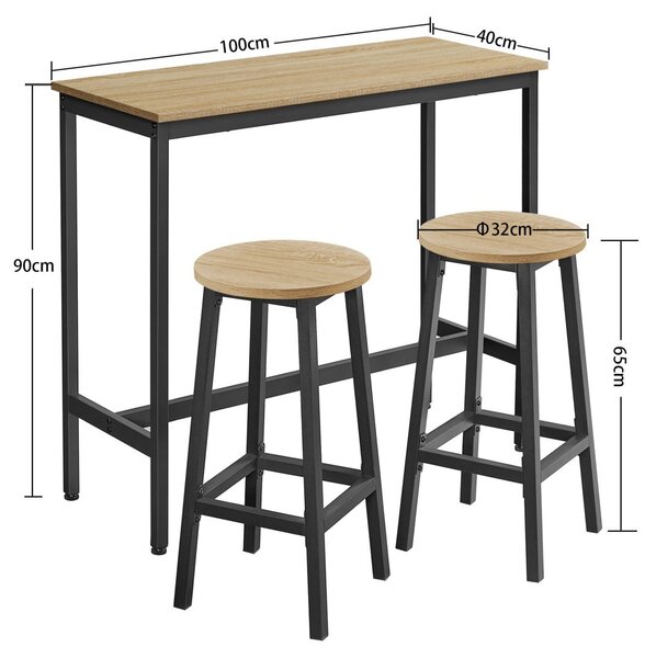 Jídelní set 1+2, barový stůl 100x40 cm a barové židle TAYLOR SONOMA