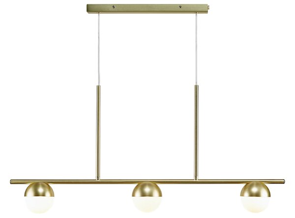Nordlux Opálově bílé skleněné závěsné světlo Contina s mosaznou základnou 90 cm