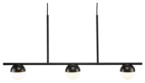 Nordlux Opálově bílé skleněné závěsné světlo Contina s černou základnou 90 cm