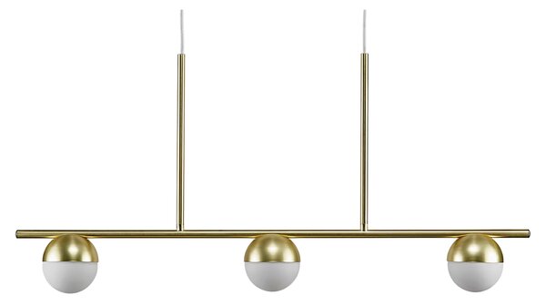 Nordlux Opálově bílé skleněné závěsné světlo Contina s mosaznou základnou 90 cm