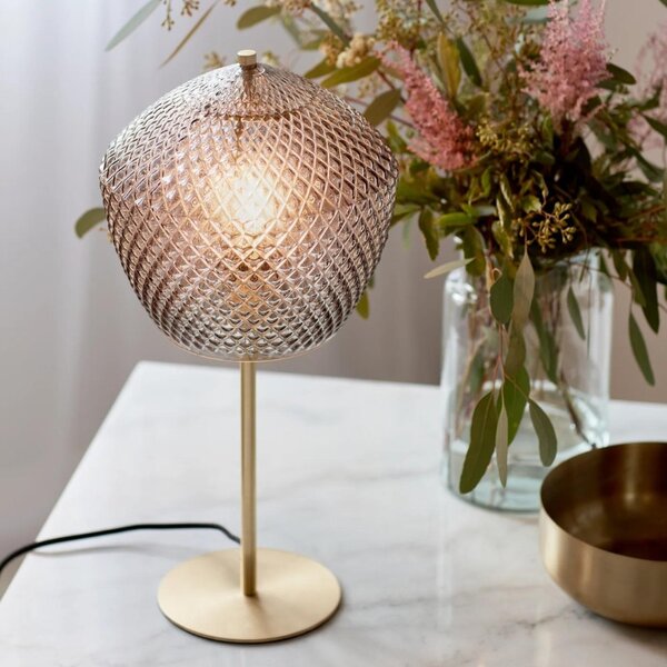 Nordlux Kouřově šedá skleněná stolní lampa Orbiform