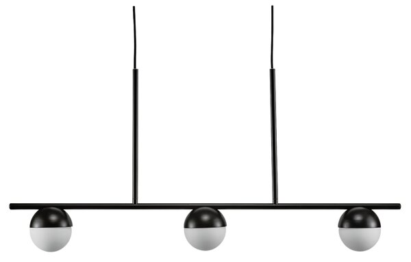 Nordlux Opálově bílé skleněné závěsné světlo Contina s černou základnou 90 cm