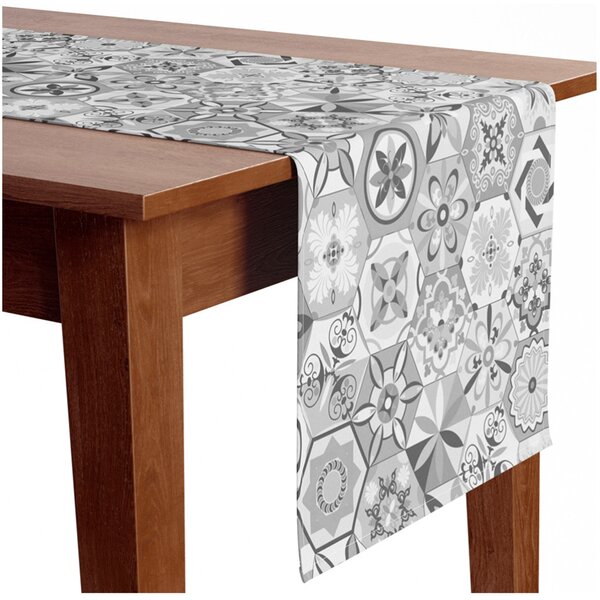 Běhoun na stůl Orientální šestiúhelníky - patchworkový motiv inspirovaný keramikou