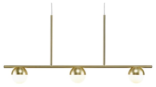Nordlux Opálově bílé skleněné závěsné světlo Contina s mosaznou základnou 90 cm