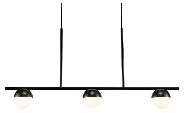 Nordlux Opálově bílé skleněné závěsné světlo Contina s černou základnou 90 cm