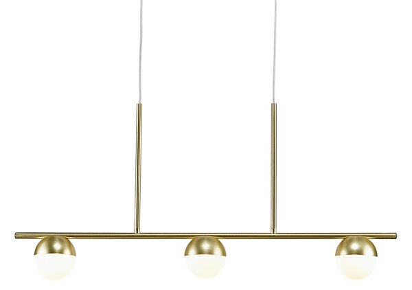 Nordlux Opálově bílé skleněné závěsné světlo Contina s mosaznou základnou 90 cm