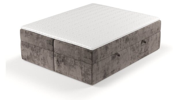 Hnědá boxspring postel s úložným prostorem 200x200 cm Yoko – Maison de Rêve