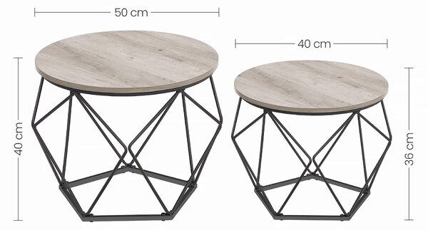 SADA KONFERENČNÍCH STOLKŮ, černá, šedobéžová, kov, kompozitní dřevo, 50-40/50-40/40-36 cm MID.YOU - Konferenční stolky, Online Only